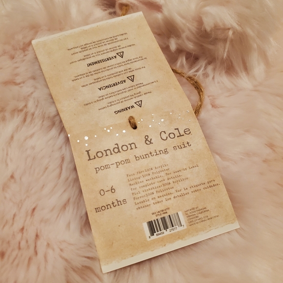 London & Cole Pom-pom Bunting Suit; size 0-6 months; pink - Picture 3 of 5